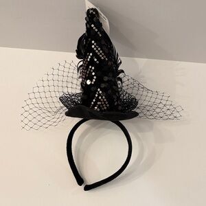 Elegant Black Sequin Witch Hat Headband